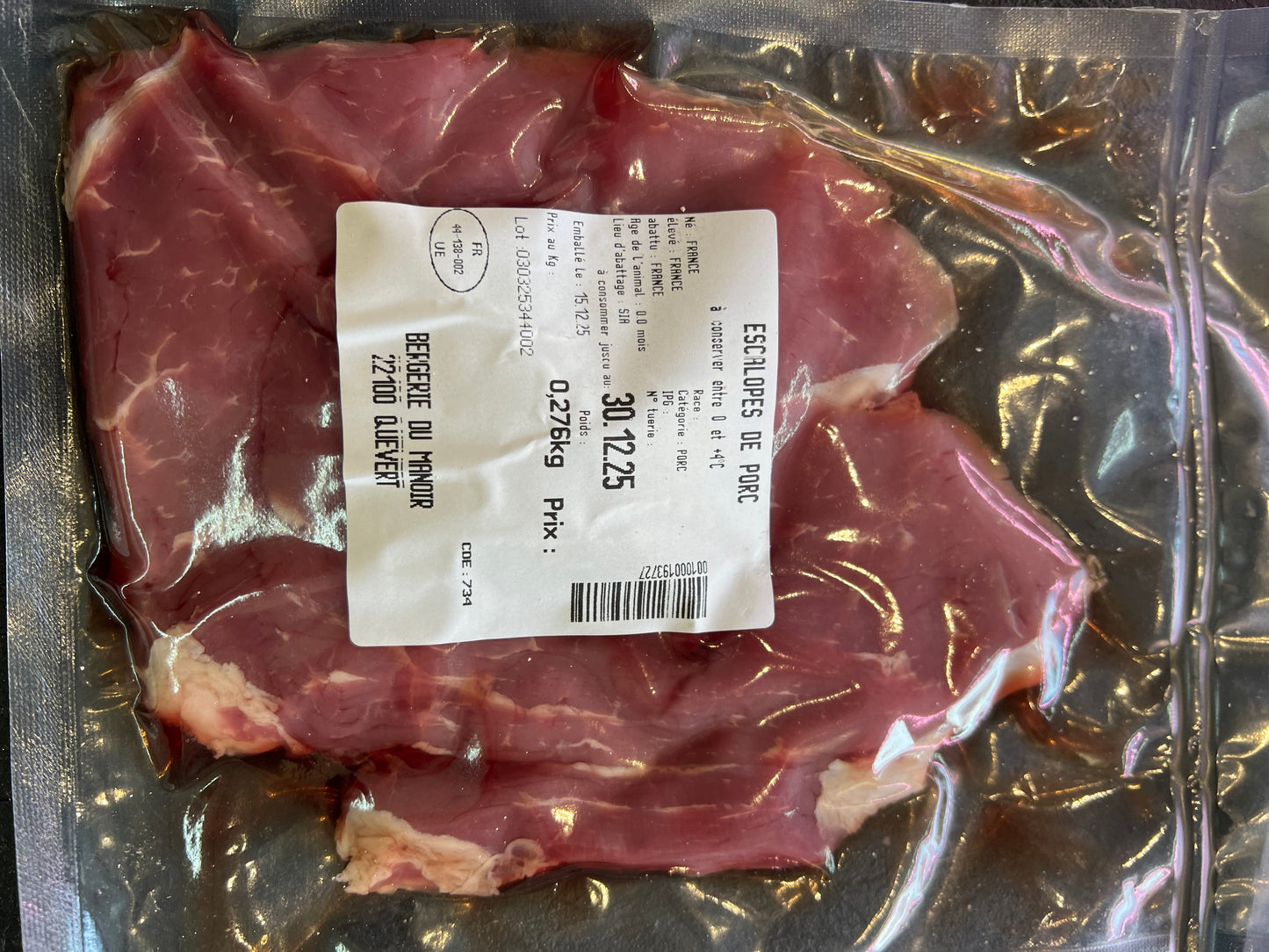 Escalope de porc (prix au kilo)