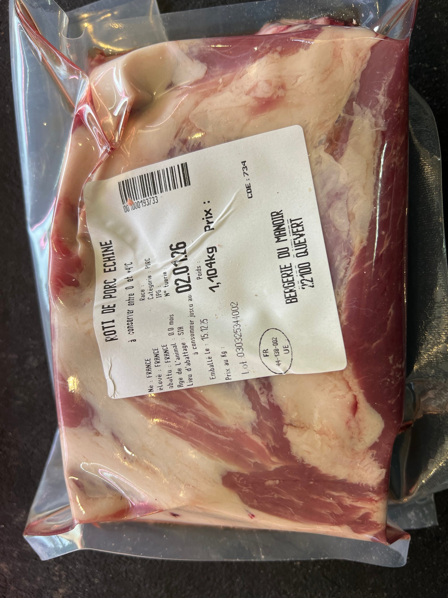 Côtes de porc premières (prix au kilo)