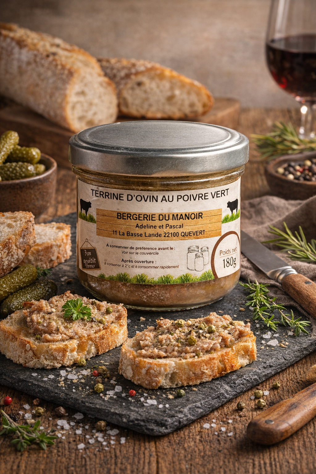 Terrine d’ovin au poivre vert
