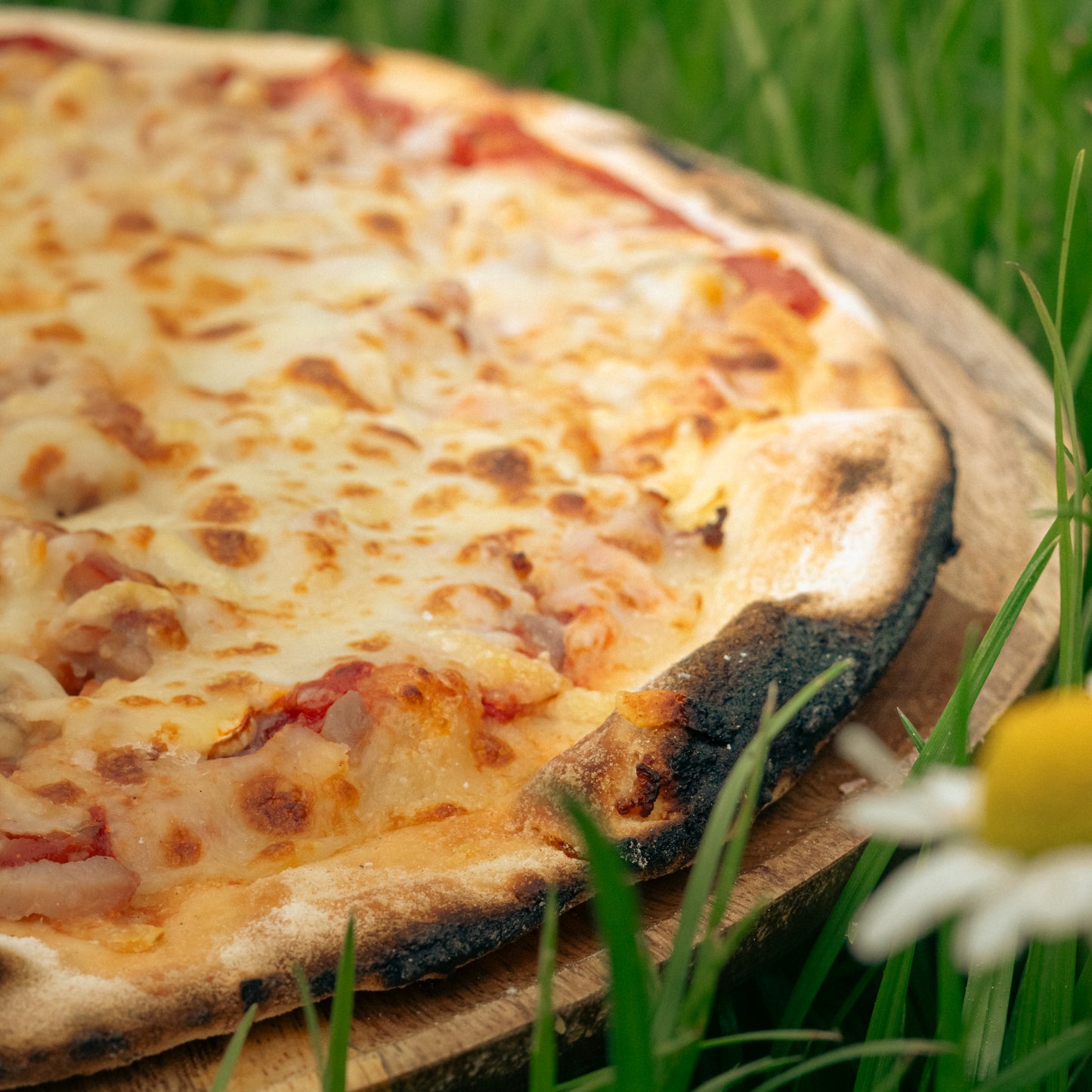 Pizza chorizo cuites au feu de bois